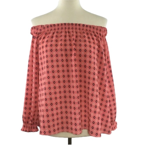 Banana Republic coral off the shoulder blouse, large petite - Picture 10 of 10
